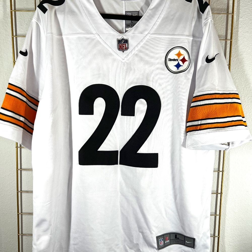 Najee Harris Pittsburgh Steelers White Stitched NFL Jersey, Size Large, On-Field